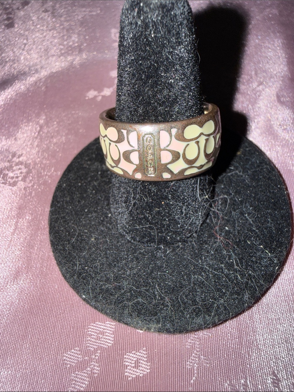 Coach white enamel Signature ring